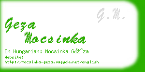 geza mocsinka business card